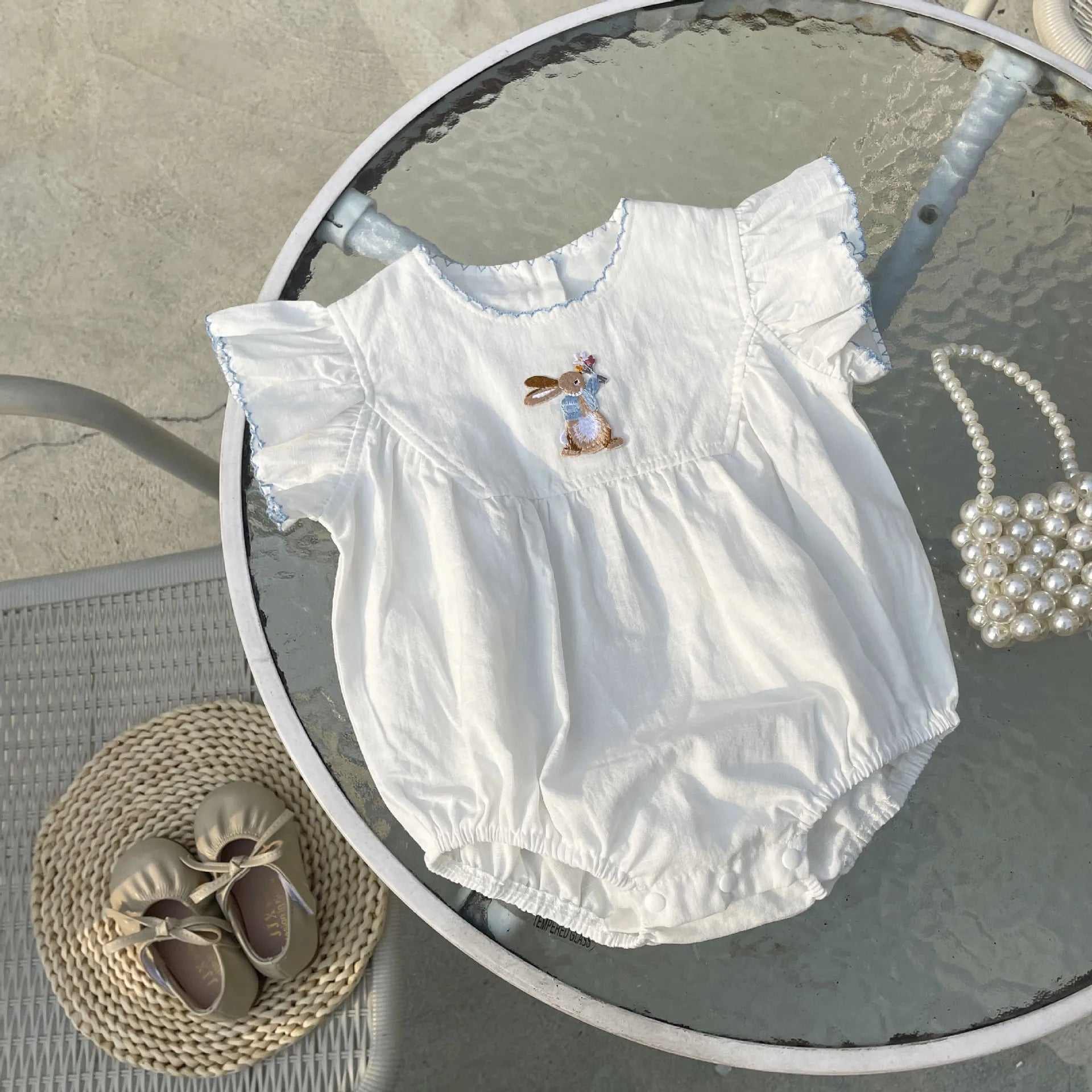 Little Bunny Embroidered Romper