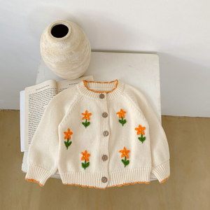 Orange Bloom Knitted Cardigan