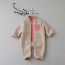 Load image into Gallery viewer, Fluffy Fleece Jumpsuit with Patchwork Pocket