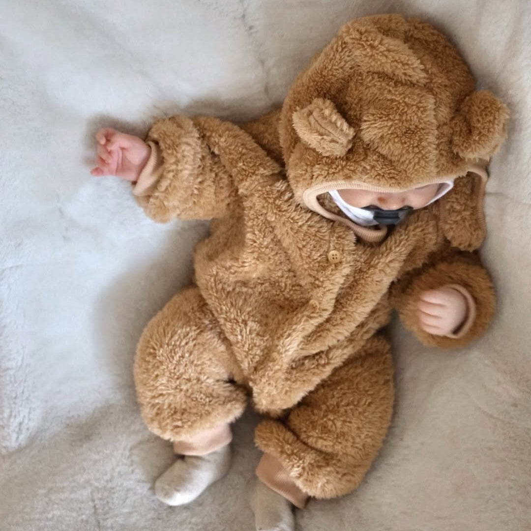 Furry Furry Teddy Romper with Hat