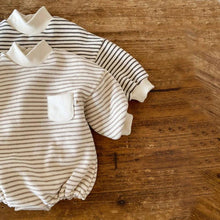 Load image into Gallery viewer, Long Sleeved Striped Pocket Romper