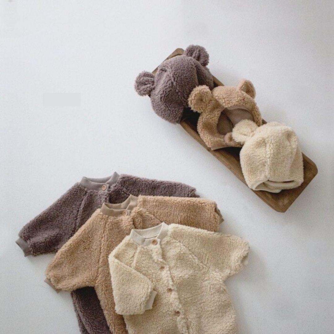 Furry Furry Teddy Romper with Hat