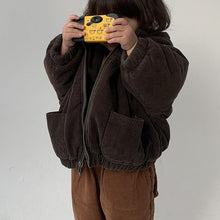 Load image into Gallery viewer, Corduroy hooded Zipper Jacket