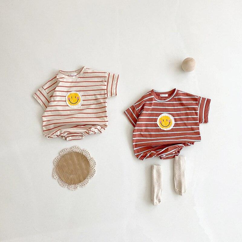 Smiley Striped Romper