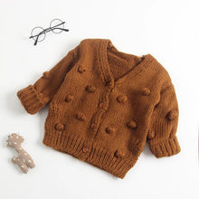Load image into Gallery viewer, Knitted Cotton Ball Cardigan
