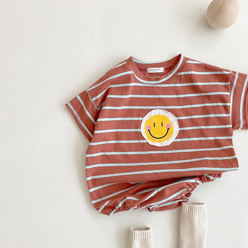 Smiley Striped Romper