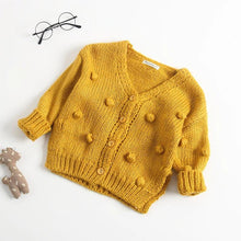Load image into Gallery viewer, Knitted Cotton Ball Cardigan