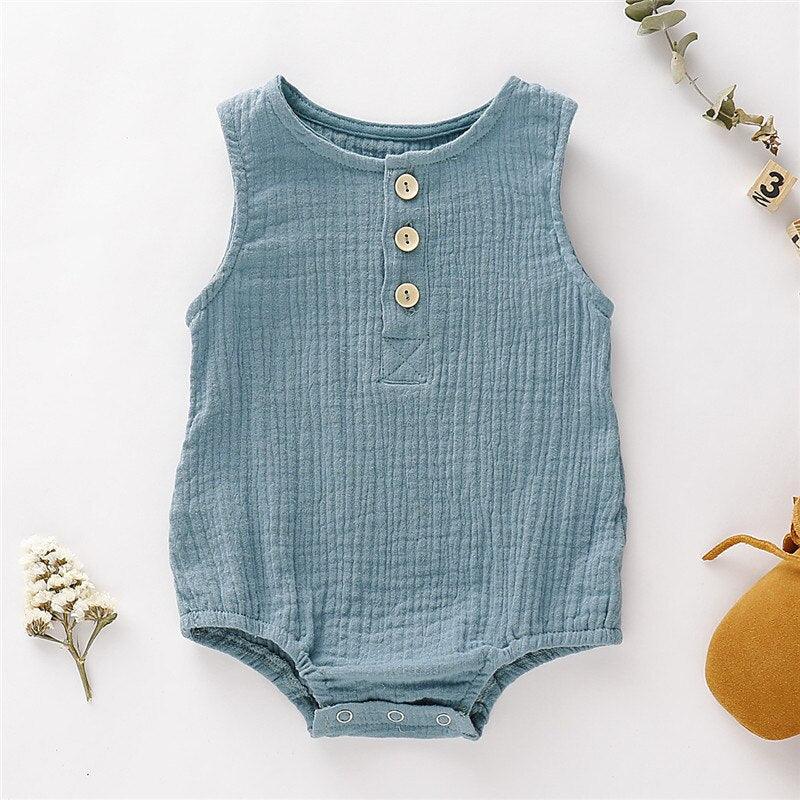 Solid Gauze Cotton Onesie