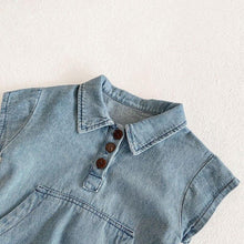 Load image into Gallery viewer, Baby Cotton Denim Shirt Romper
