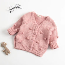Load image into Gallery viewer, Knitted Cotton Ball Cardigan