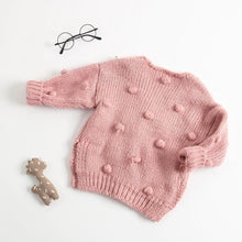 Load image into Gallery viewer, Knitted Cotton Ball Cardigan