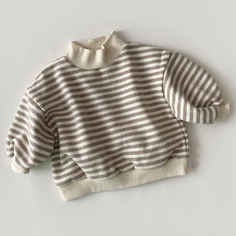 High Neck Striped Sweater