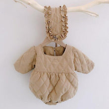 Load image into Gallery viewer, Quilted Puff Sleeved Romper with Headband