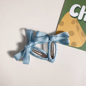 Candy Color Bow Snap Hair Clips (2pcs) - 10 Colors