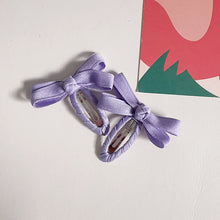 Load image into Gallery viewer, Candy Color Bow Snap Hair Clips (2pcs) - 10 Colors
