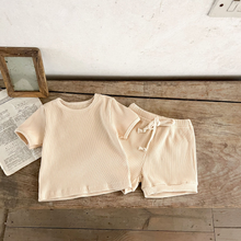 Load image into Gallery viewer, Khaki T-Shirt and Drawstrings Shorts Set
