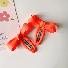 Load image into Gallery viewer, Candy Color Bow Snap Hair Clips (2pcs) - 10 Colors
