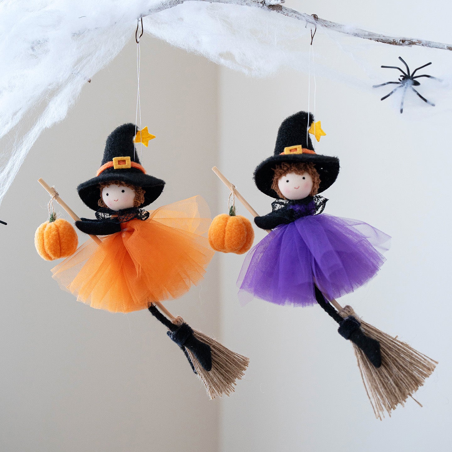 Flying Little Witch Hanging Ornaments - Set of 2