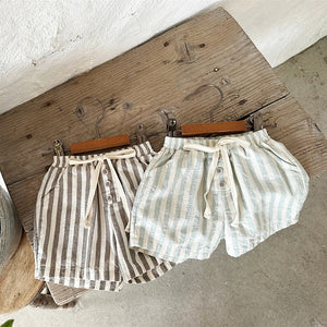 Linen Striped Shorts