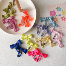 Load image into Gallery viewer, Candy Color Bow Snap Hair Clips (2pcs) - 10 Colors
