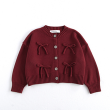 Load image into Gallery viewer, Cherry Bow Knitted Cardigan
