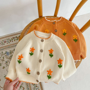 Orange Bloom Knitted Cardigan