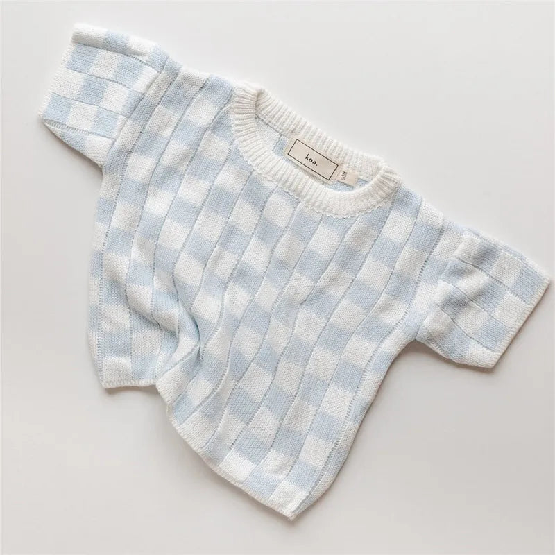 Checkmate Cozy Knit Set - Baby Blue