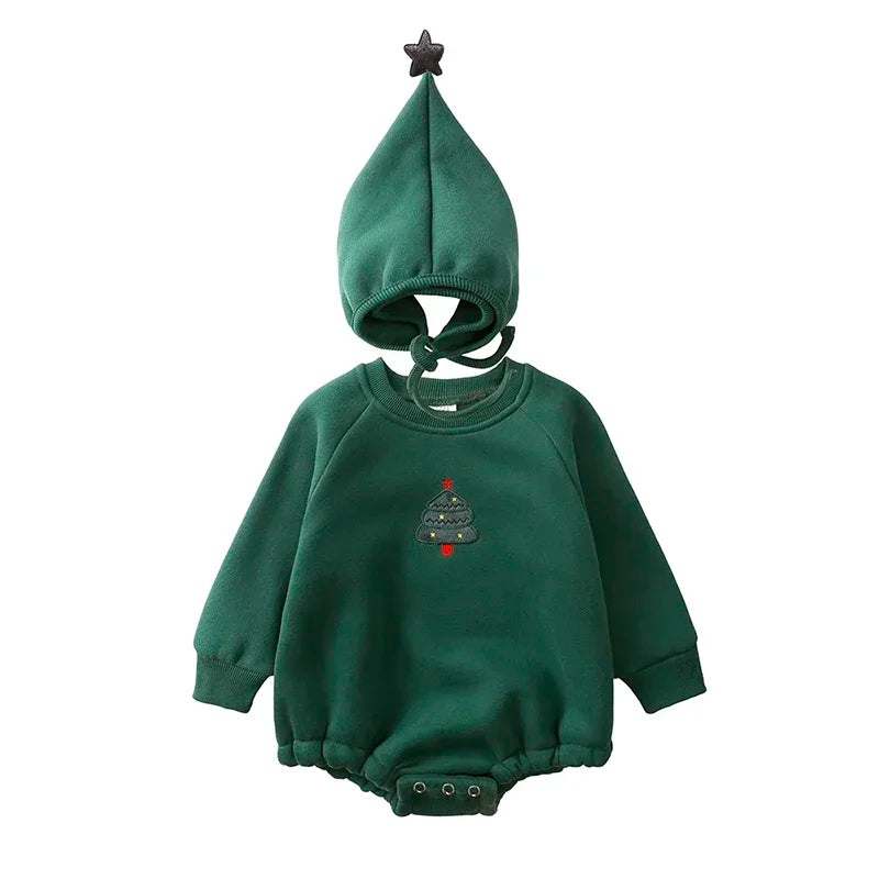 Merry Tree Romper with Bonnet