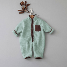 Load image into Gallery viewer, Fluffy Fleece Jumpsuit with Patchwork Pocket
