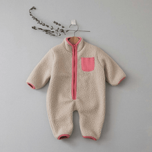 Load image into Gallery viewer, Fluffy Fleece Jumpsuit with Patchwork Pocket
