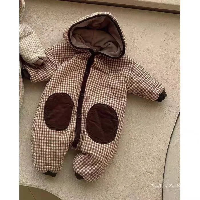 Checkered Hooded Padded Snowsuit