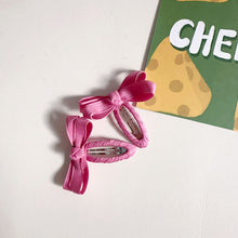 Load image into Gallery viewer, Candy Color Bow Snap Hair Clips (2pcs) - 10 Colors
