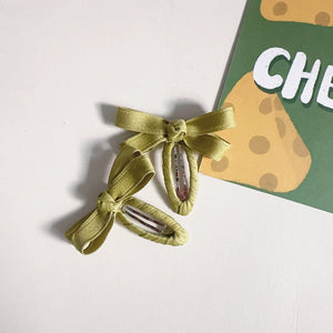 Candy Color Bow Snap Hair Clips (2pcs) - 10 Colors
