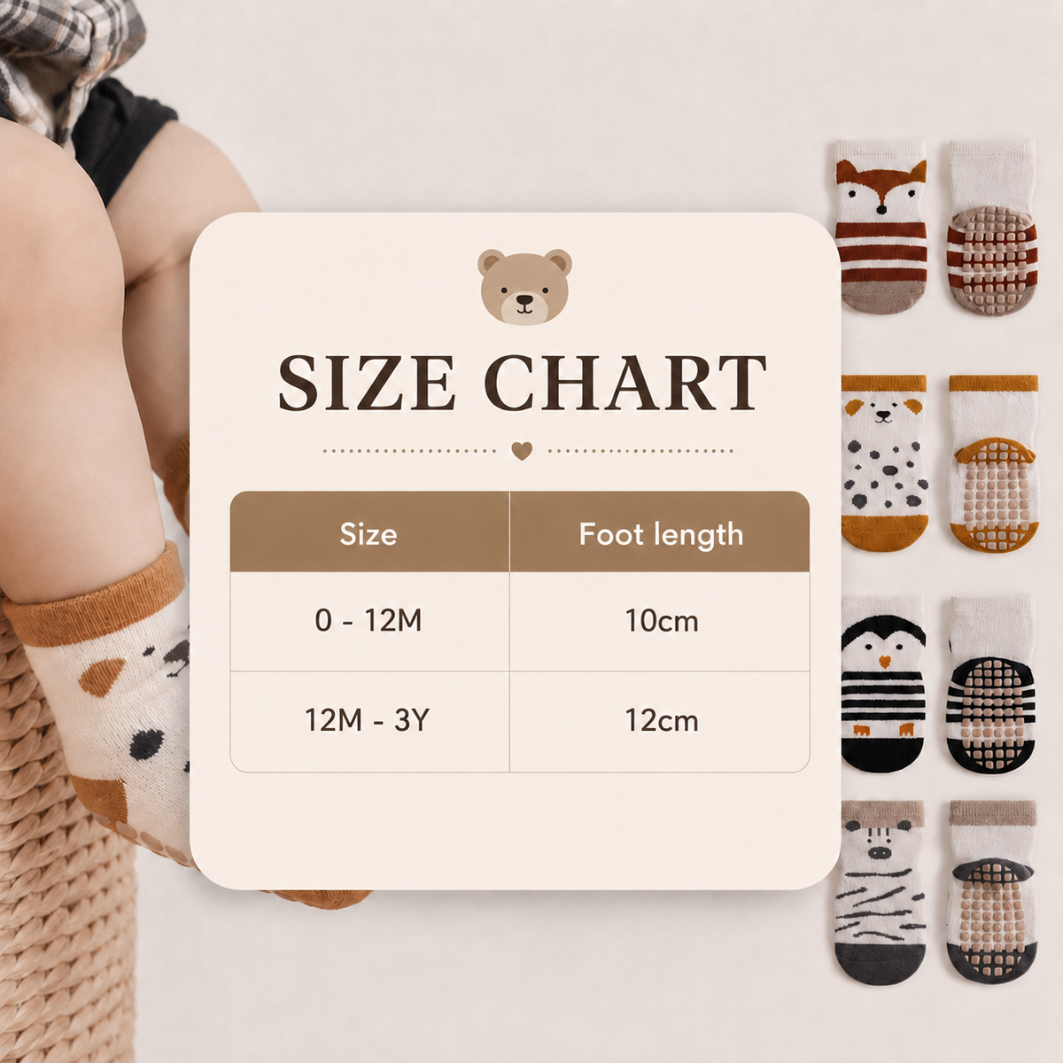 Size Guide - Animal Adventure Socks - 5 Pack