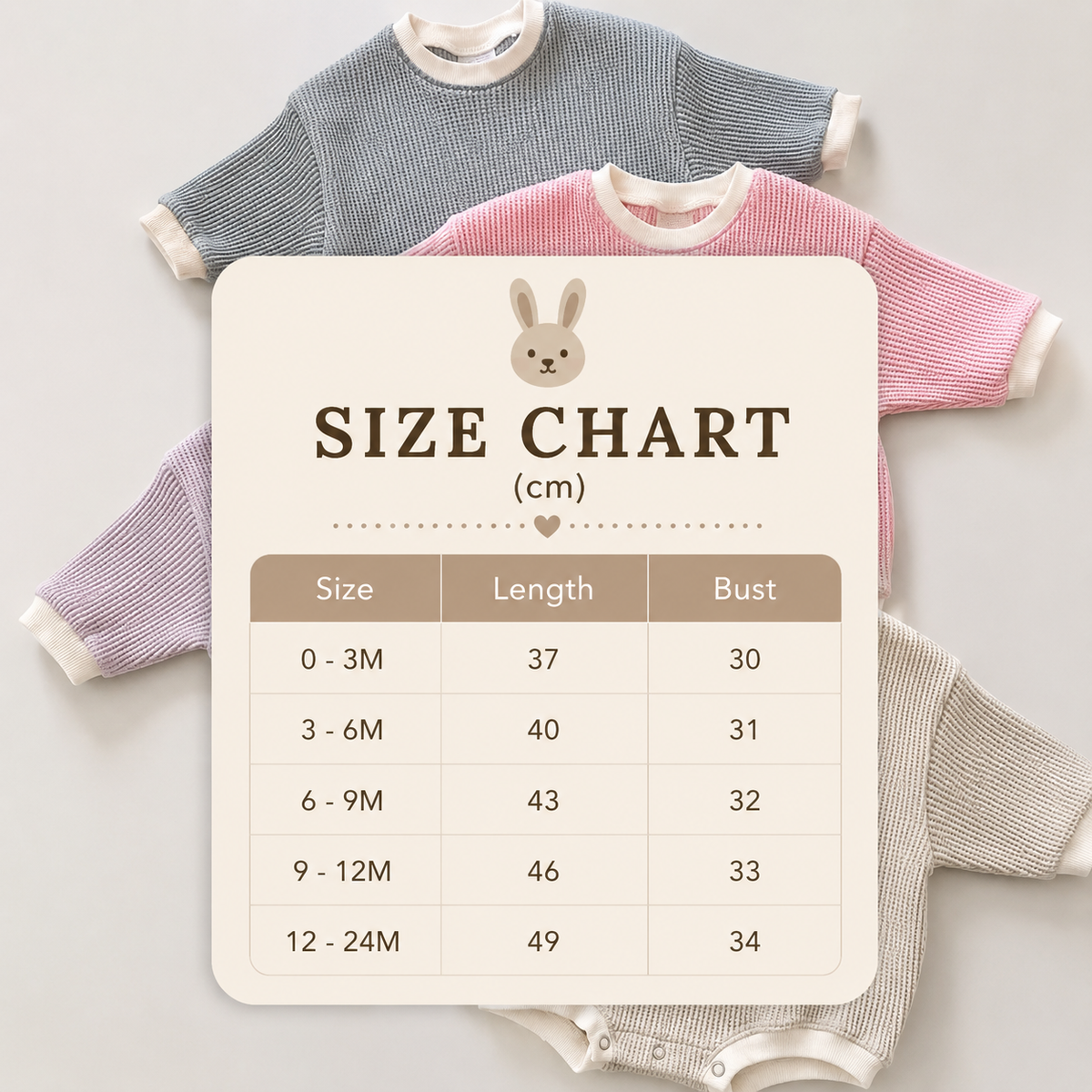 Size Guide - Baby Waffle Sweatshirt Romper