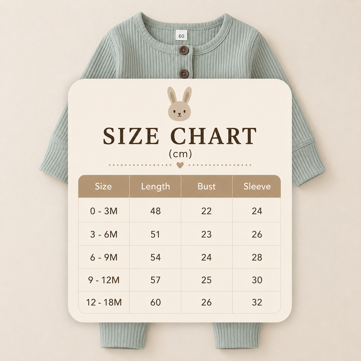 Size Guide - Basic Long Sleeve Playsuit