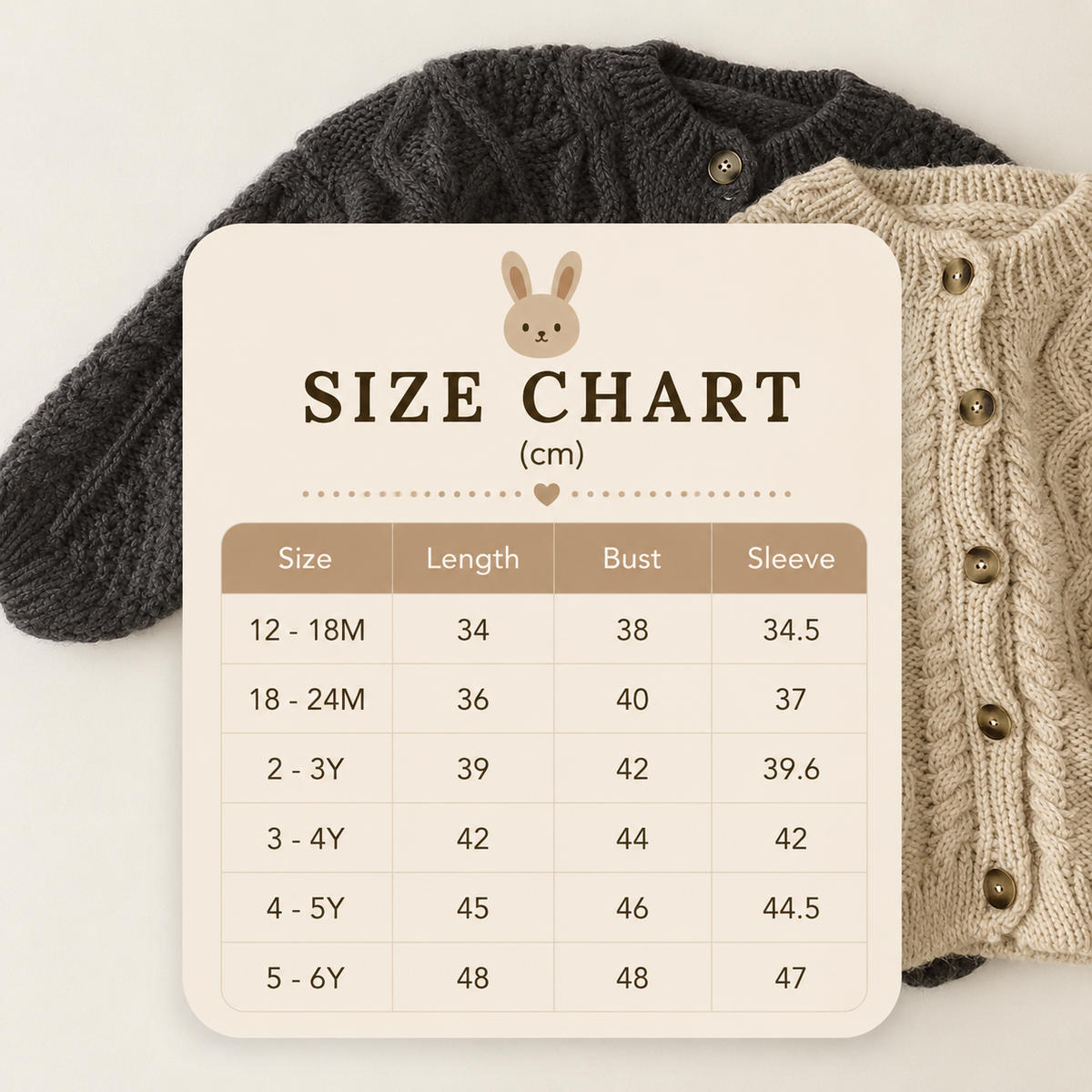Size Guide - Button Down Wool Cardigan