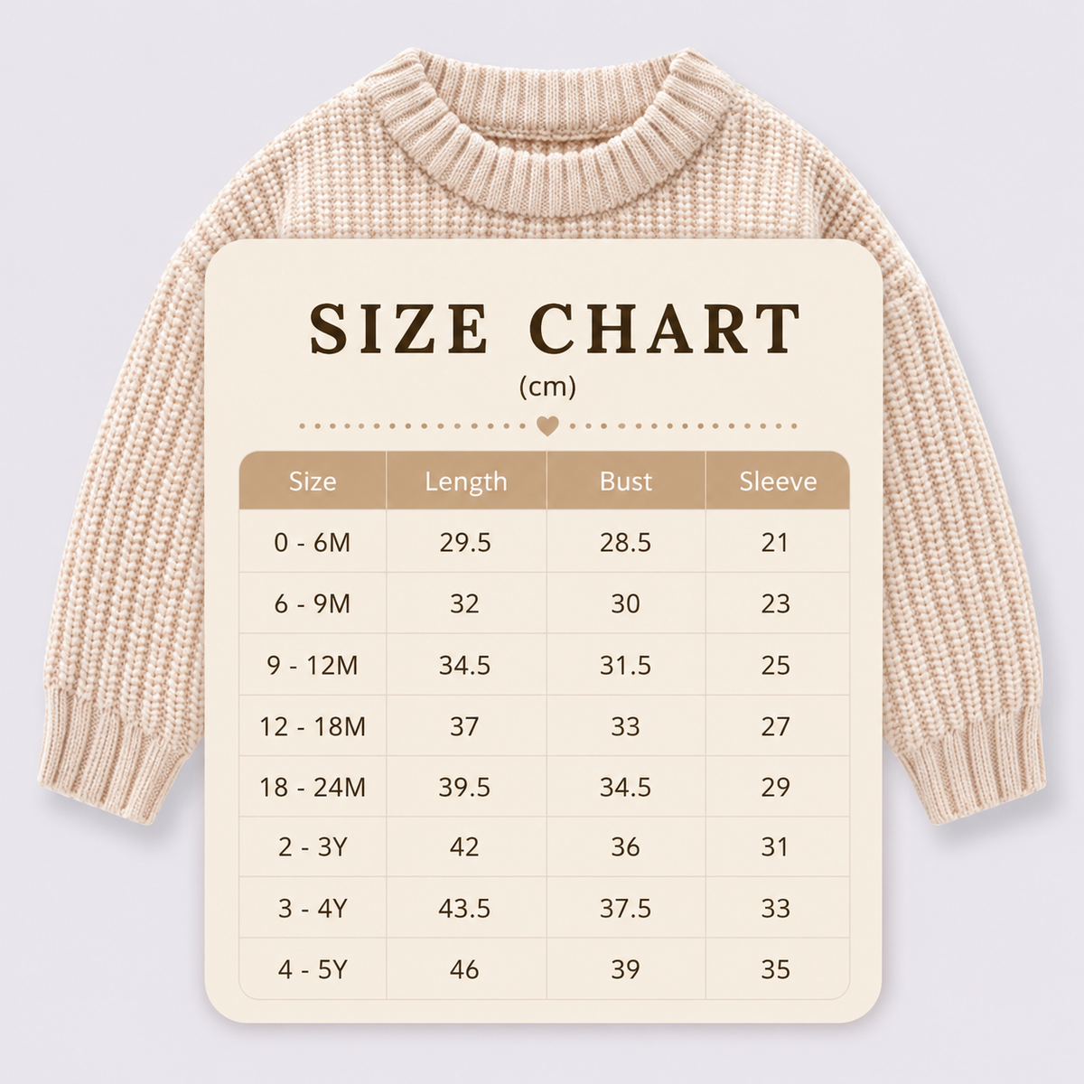 Size Guide - Classic Rib Knit Sweater