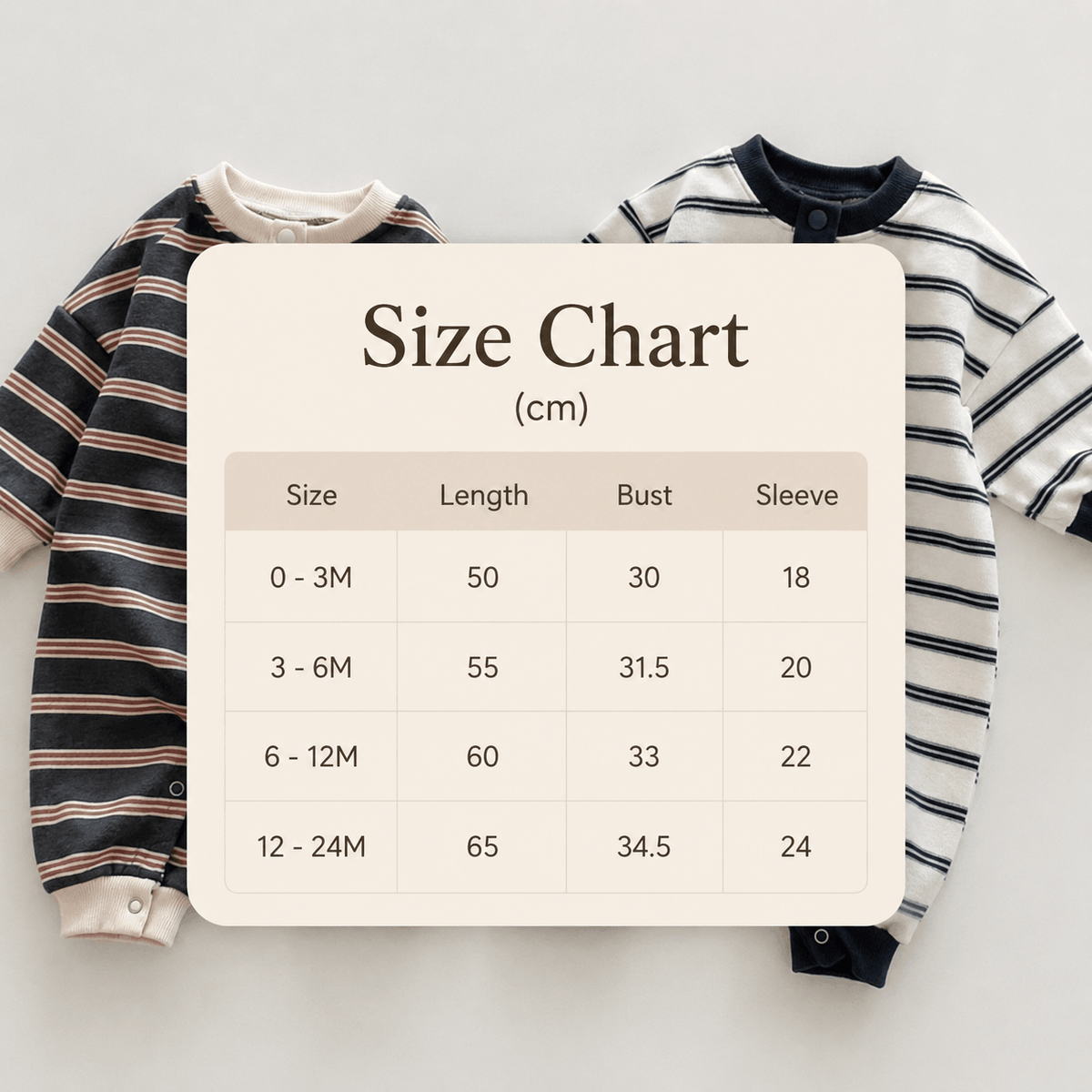 Size Guide - Classic Stripe Romper