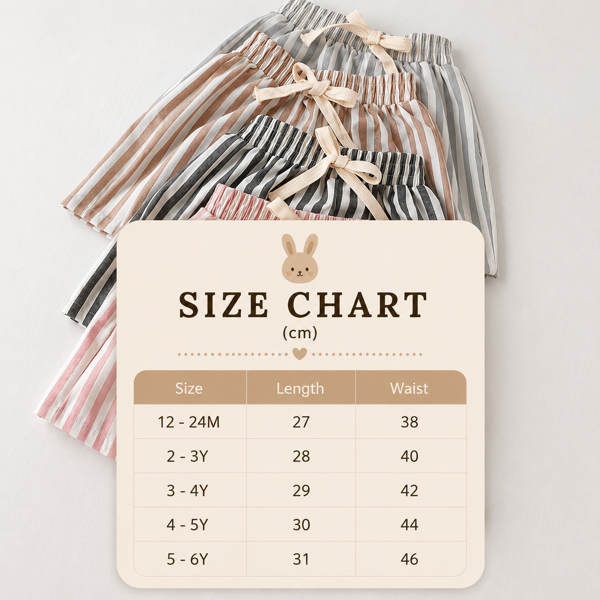 Size Guide - Classic Stripe Cotton Shorts