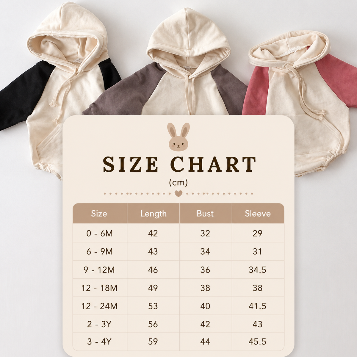 Size Guide - Color Block Hoodie Sweater