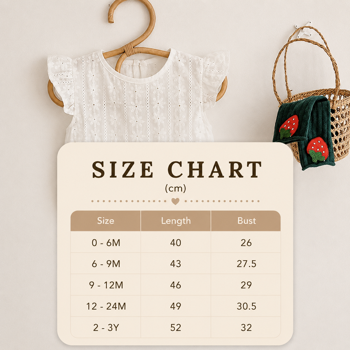 Size Guide - Daisy Short Sleeved Onesie