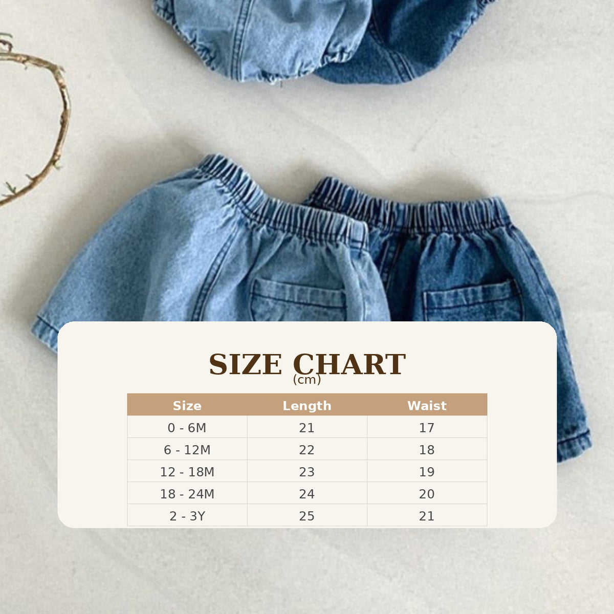 Size Guide - Denim Pants Shorts