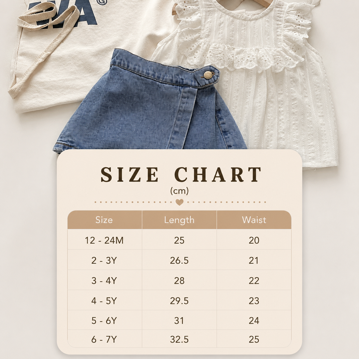 Size Guide - Denim Wrap Skorts