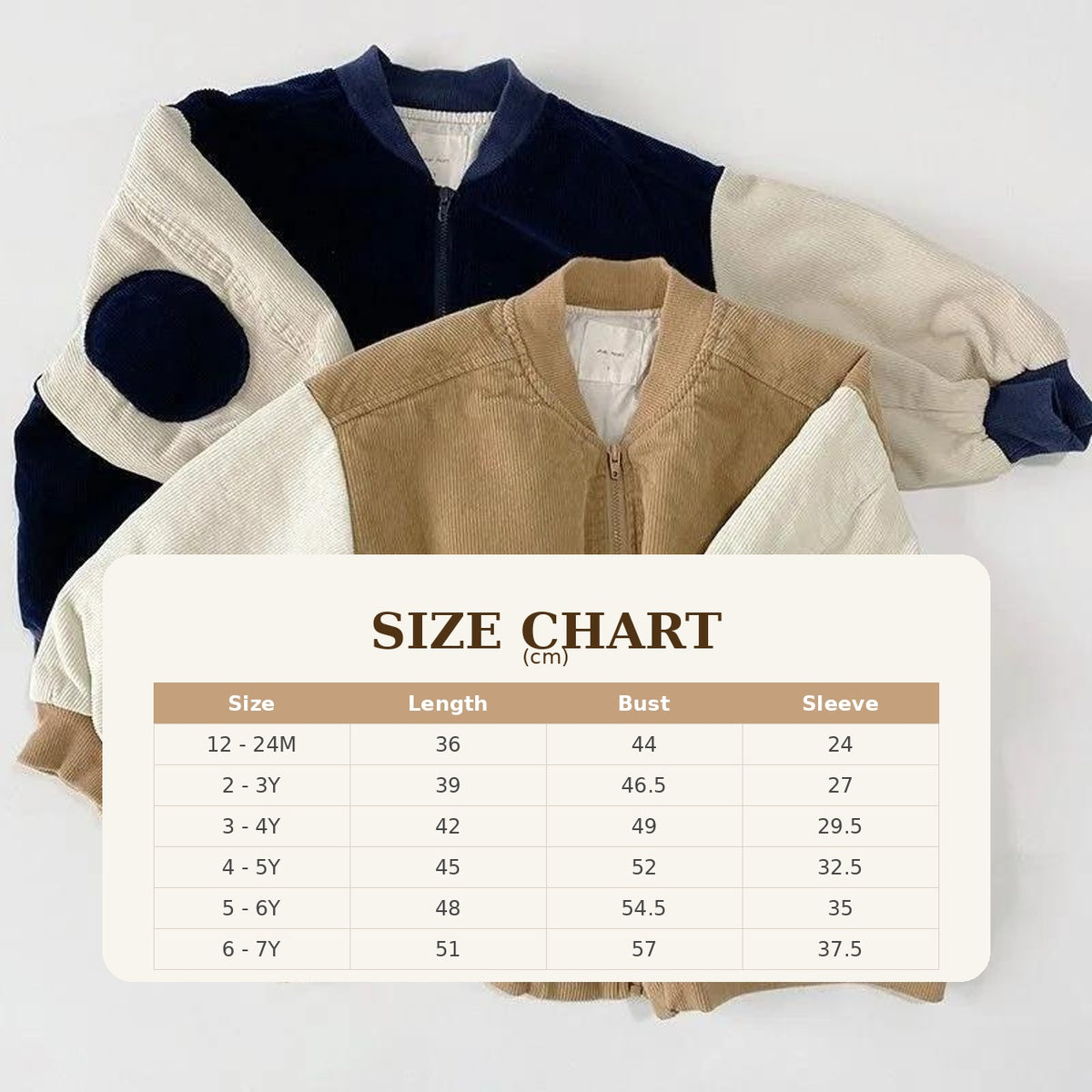 Size Guide - Elbow Patched Baseball Jacket