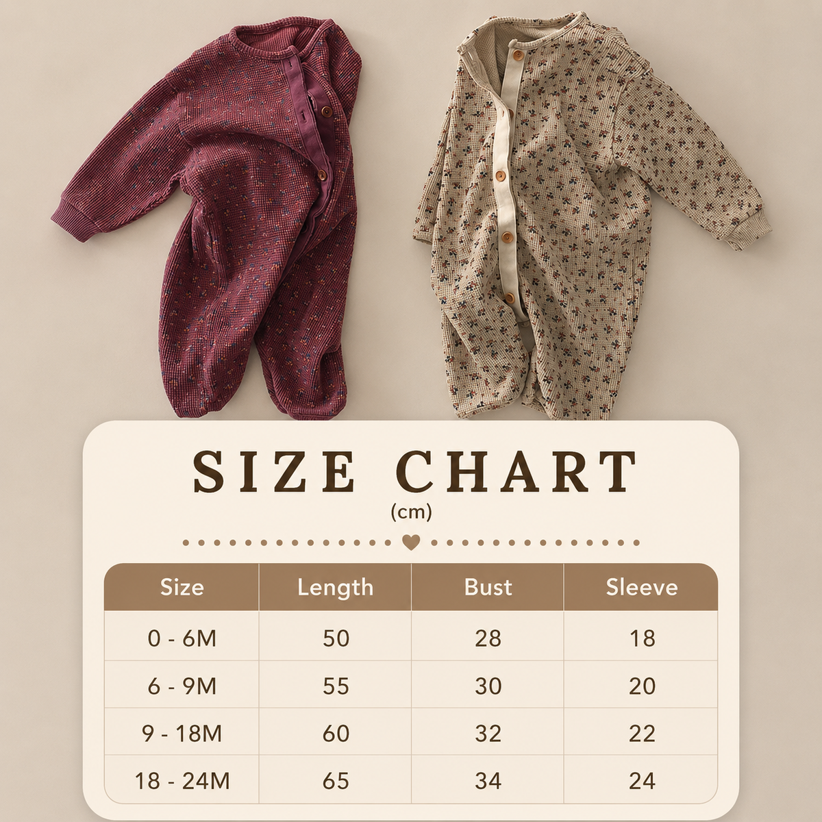 Size Guide - Floral Waffle Jumpsuit