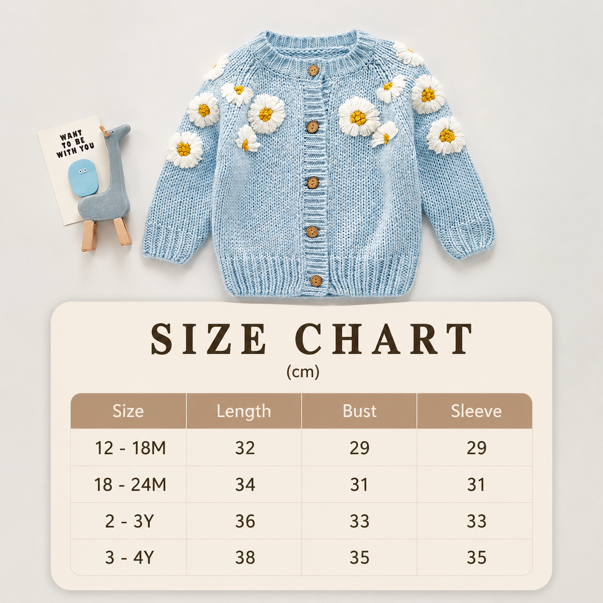 Size Guide - Flower Medley Woolen Cardigan