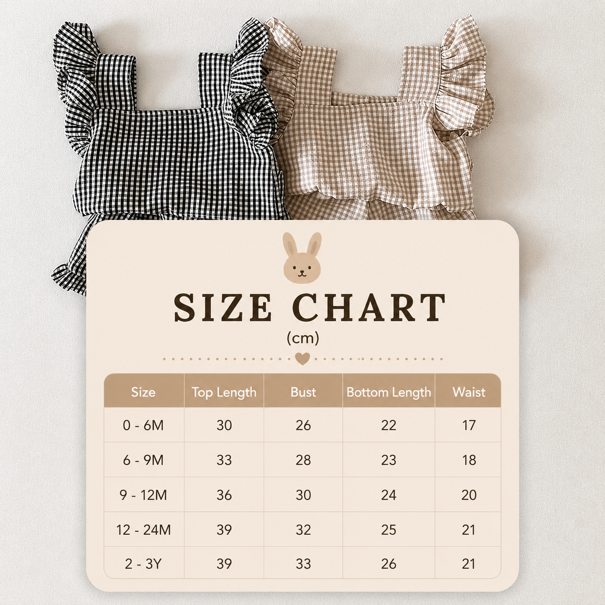 Size Guide - Gingham Flutter Set