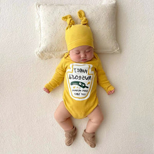 Sweet Honey Mustard Romper and Hat