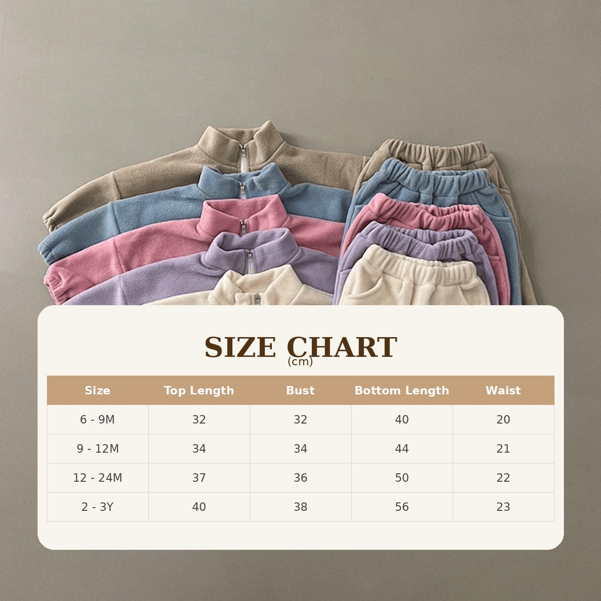 Size Guide - Half-Zip Pullover and Jogger Pants